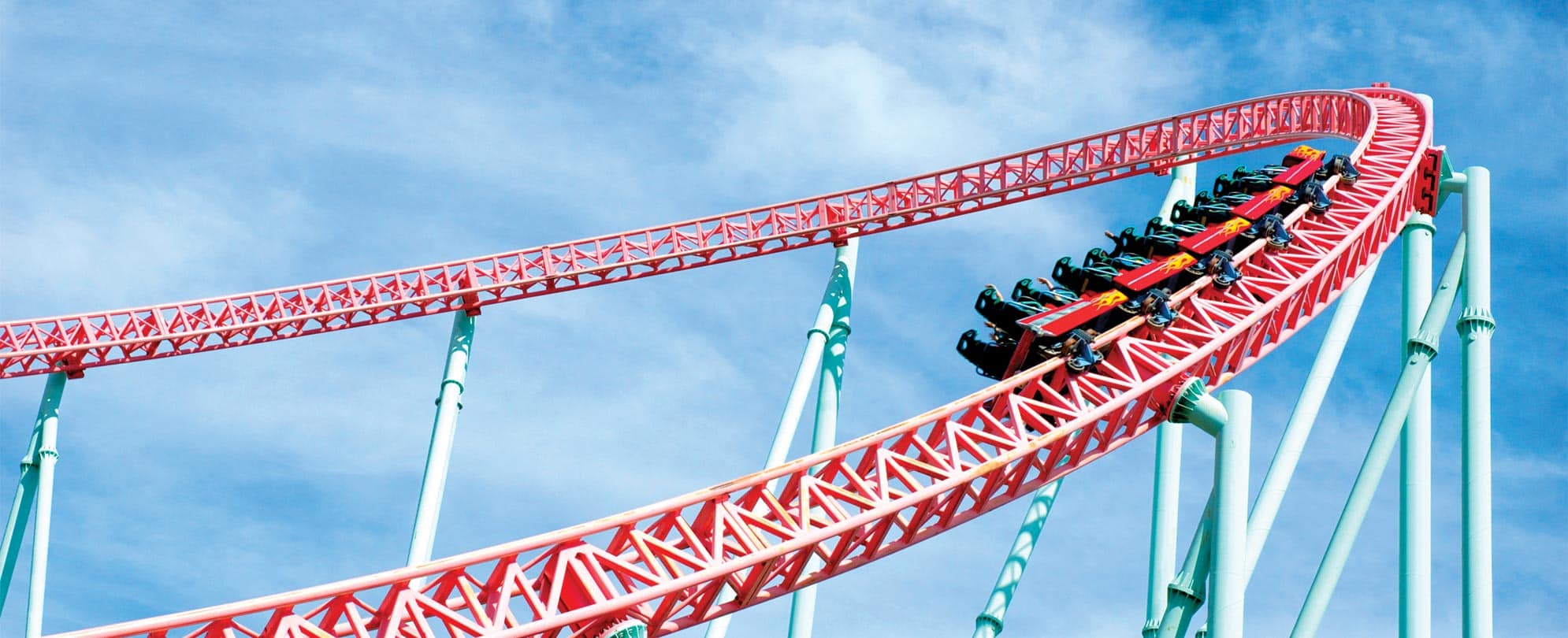 A rollercoaster at Knott's Berry Farm, one of the fun kid places in Newport Beach, California.