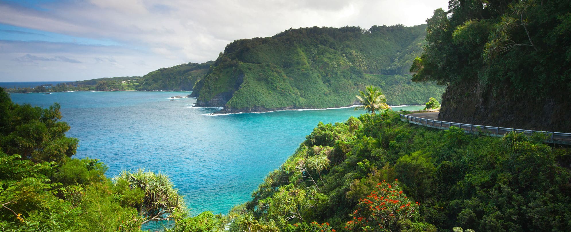 A tropical mountainside overlooking clear blue waters and lush mountains from an RCI destination. 